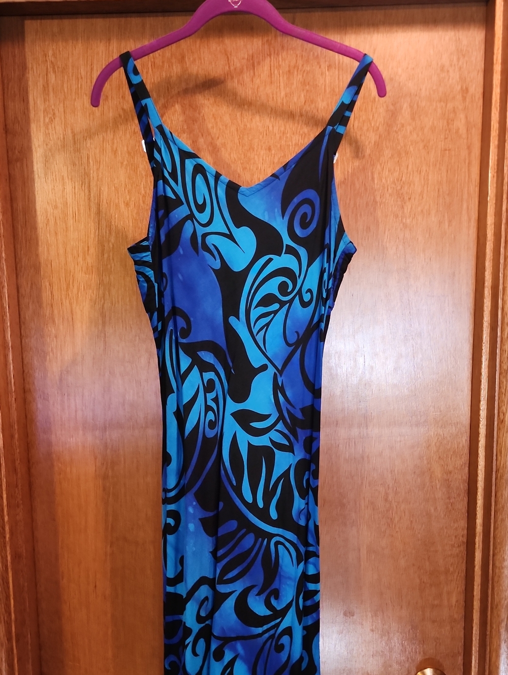 Tropical Tantrum Blue & Black Swirl Maxi Dress